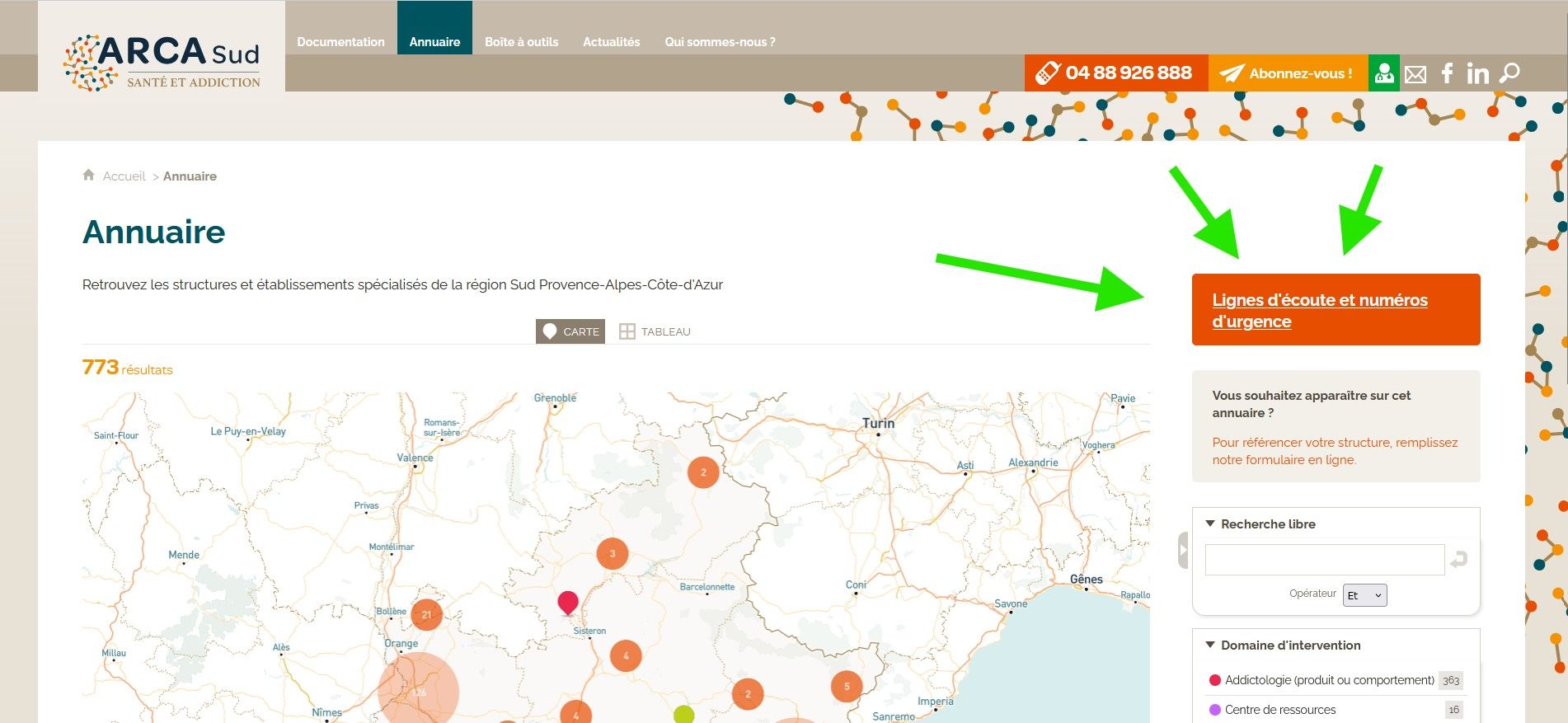 Ajout d'une page Ligne d'écoute