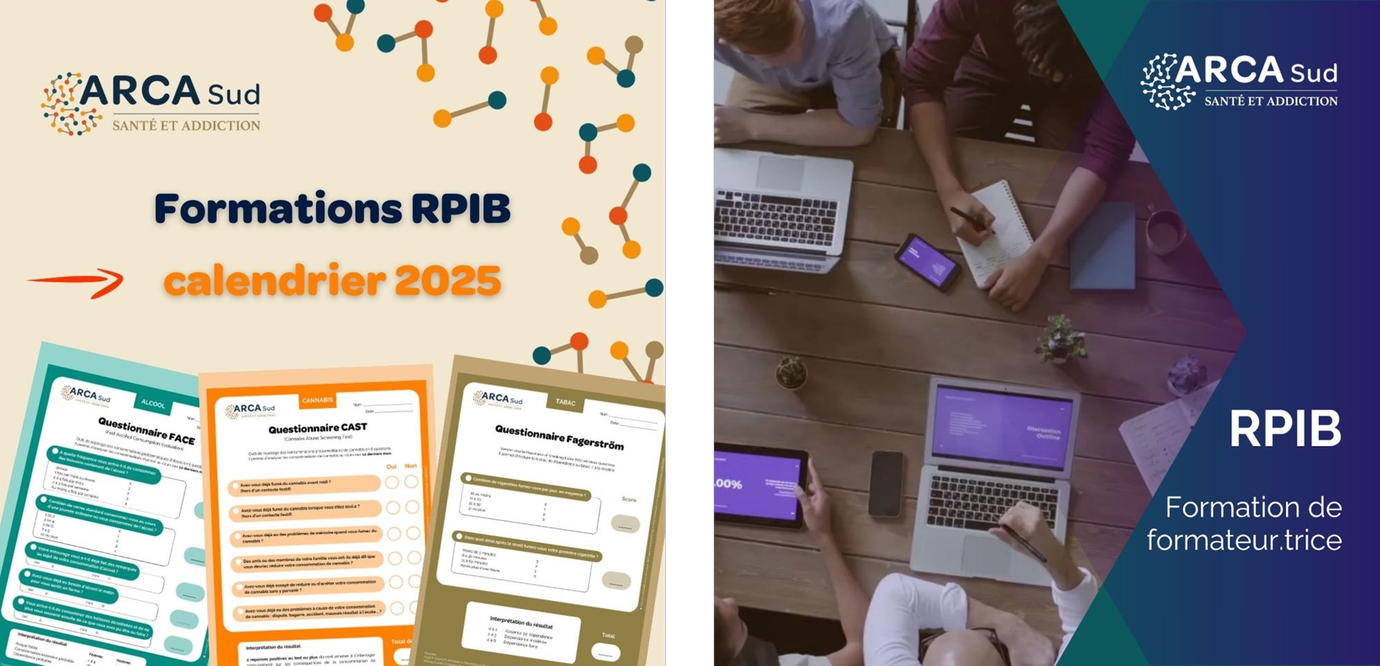 Deux illustrations présentant les formations RPIB pour la calendrier 2025